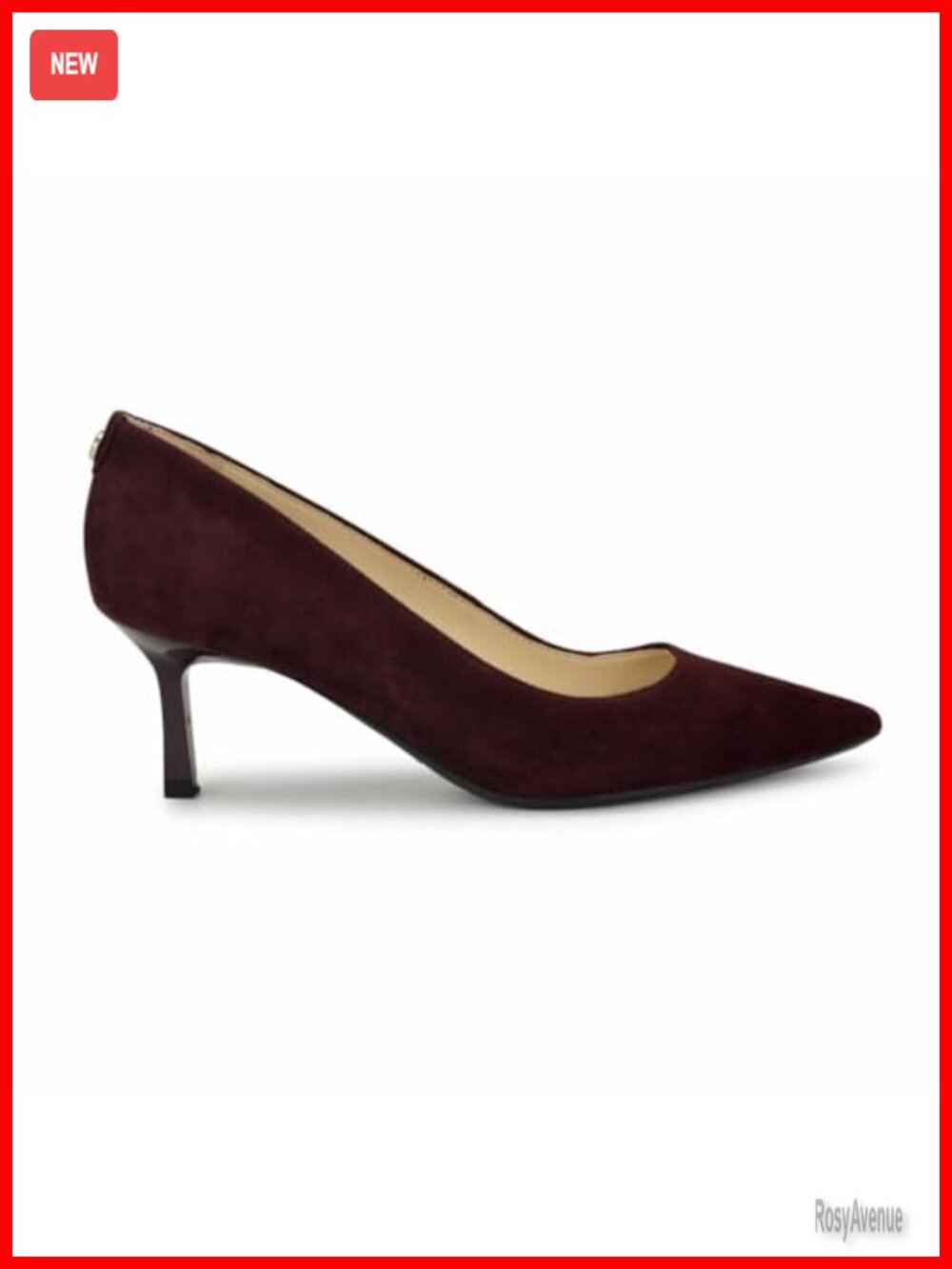 Nine West Kuna Pointy Toe Suede Pump Slip-On Kitten Heel Formal